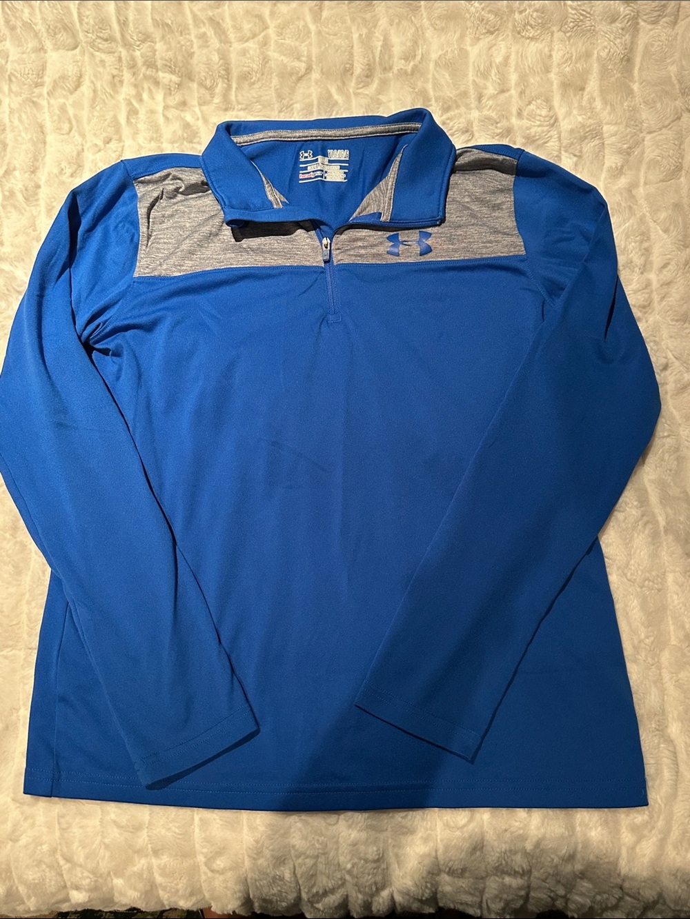 Under Armour Blue and Gray Long-Sleeve Quarter-Zip Performance Pullover